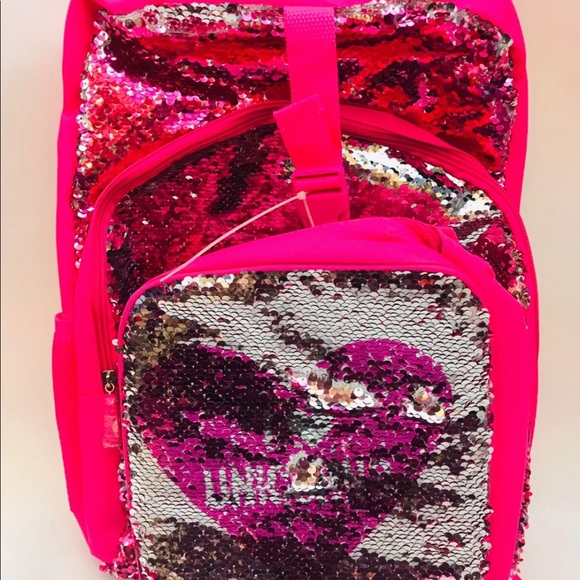 Magic Pink Unicorn Flip Sequin Backpack Tote NEW - Picture 1 of 8